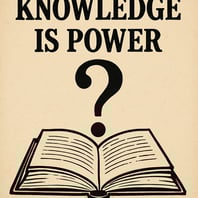 knowledge is power with a question mark with a book